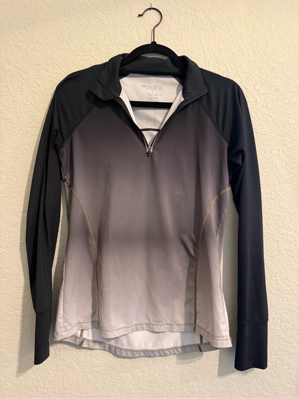 Ideology Women's Black to Gray Ombre Half-Zip Performance Pullover